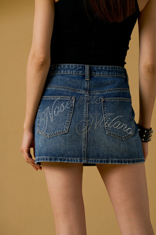Gonna corta donna No Secret in denim – mini skirt jeans con dettagli logo
