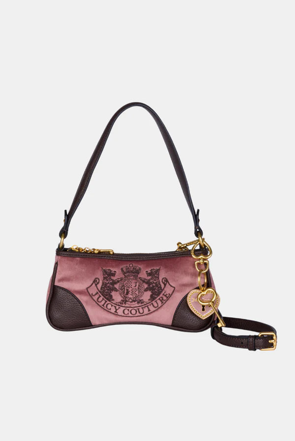 JUICY COUTURE - Mini borsa a mano con tracolla daydreamer rosa cipria in velour