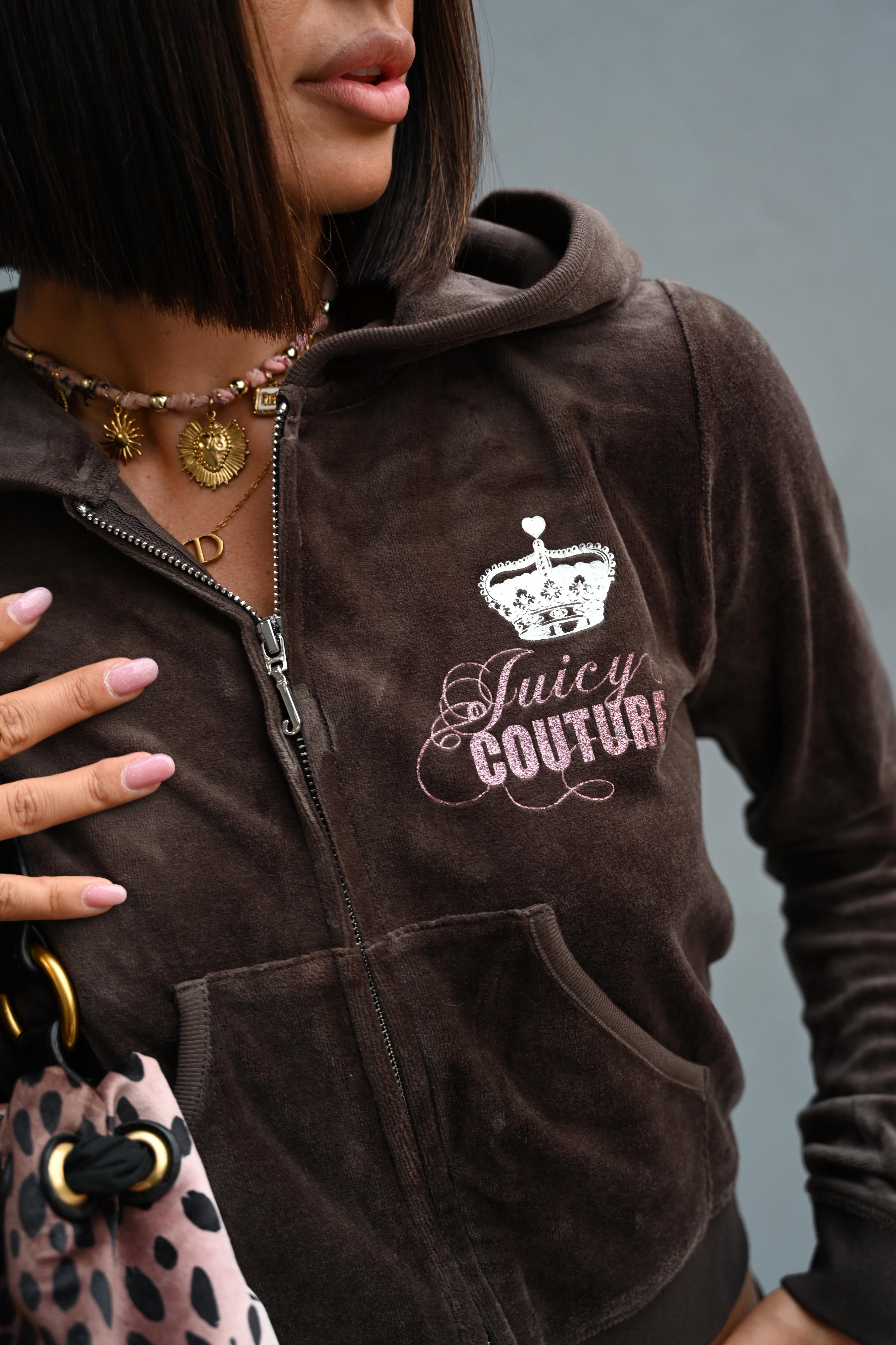 JUICY COUTURE - FELPA CON CAPPUCCIO FULL ZIP Her Majesty Robyn MARRONE