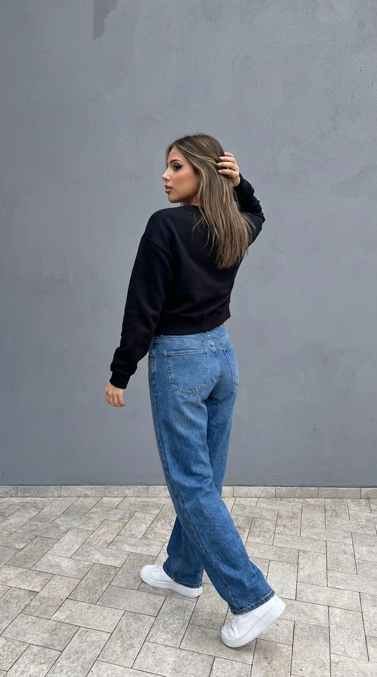 Felpa Disclaimer Donna Nera – Streetwear Casual