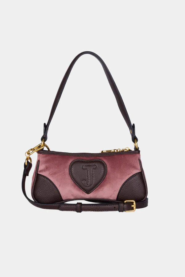 JUICY COUTURE - Mini borsa a mano con tracolla daydreamer rosa cipria in velour