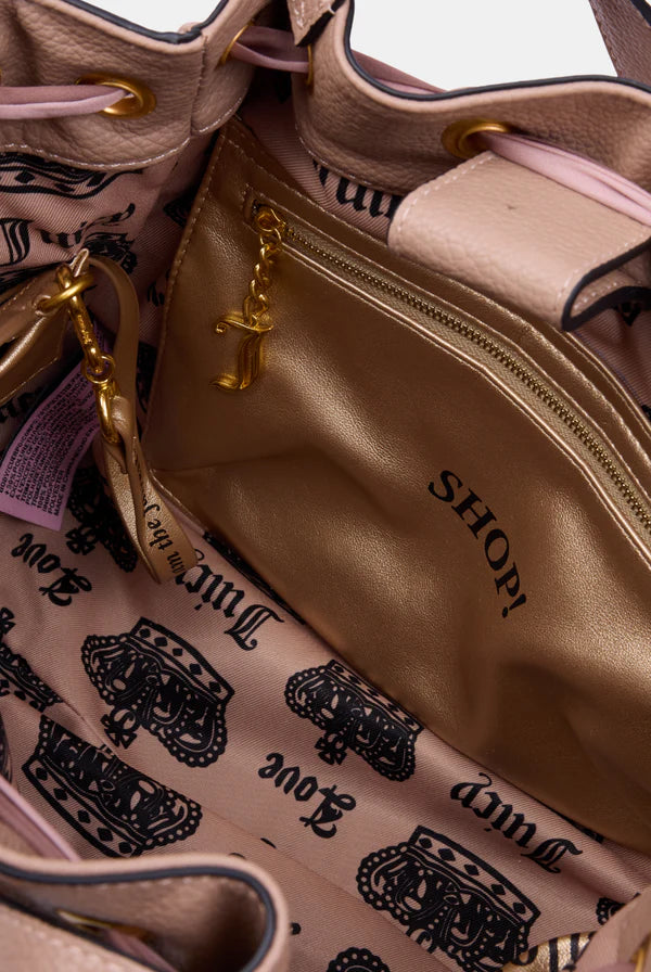 JUICY COUTURE - Borsa a mano daydreamer beige sabbia in velour