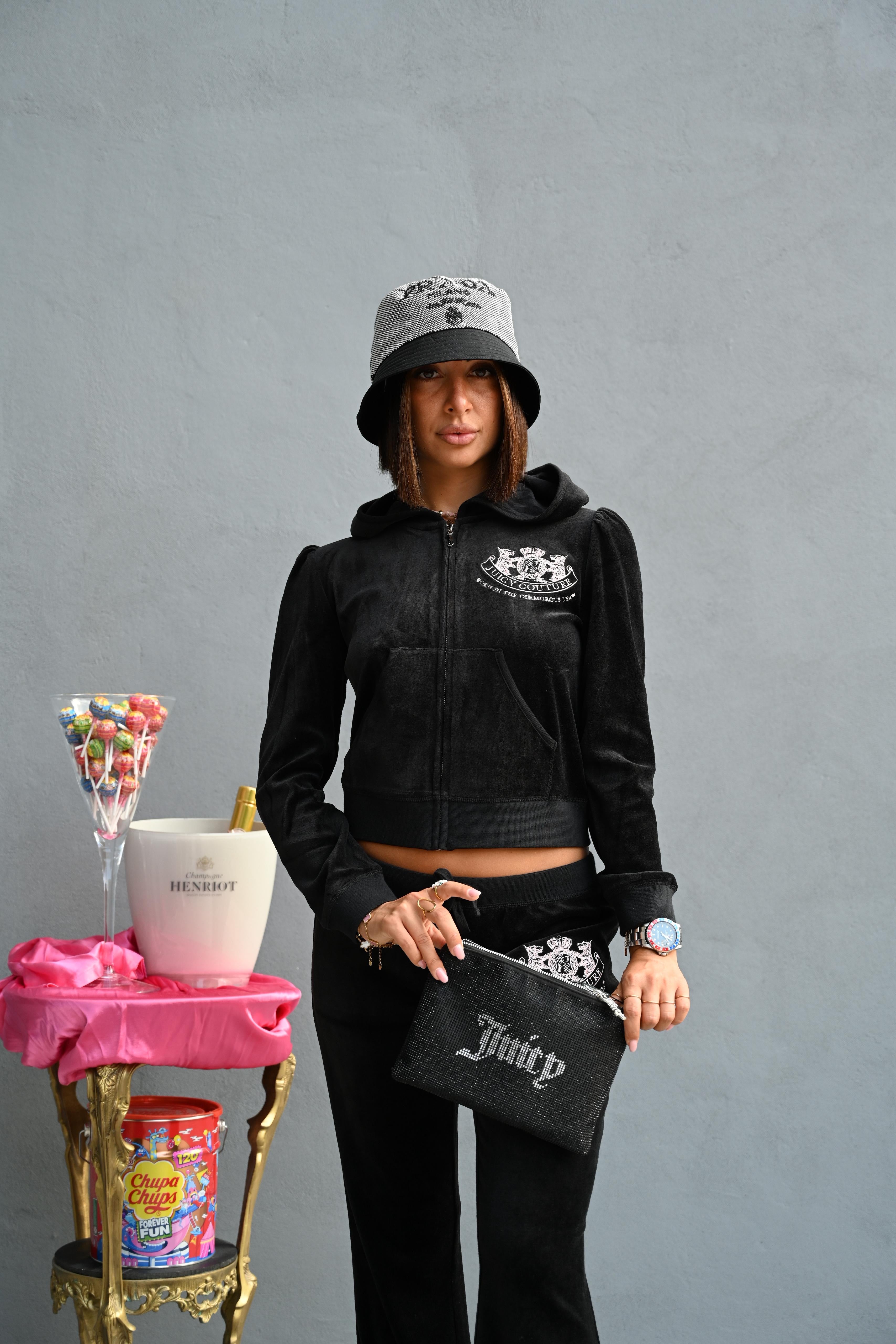 JUICY COUTURE - PANTALONE TUTA VITA ULTRA BASSA HERITAGE CREST NERO
