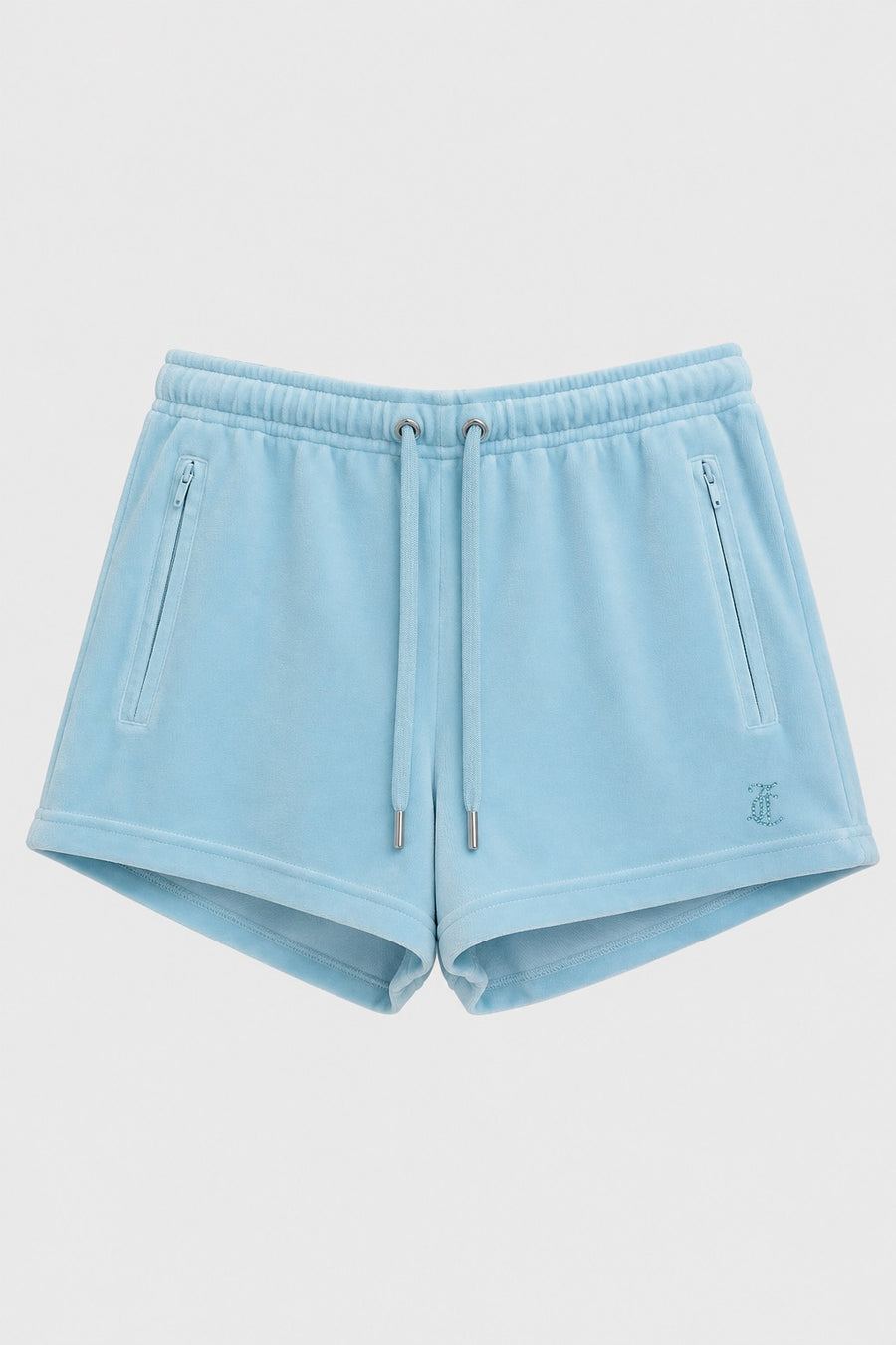 Pantaloncini Powder Blue Velour 'Juicy' Diamante Shorts — 1/2