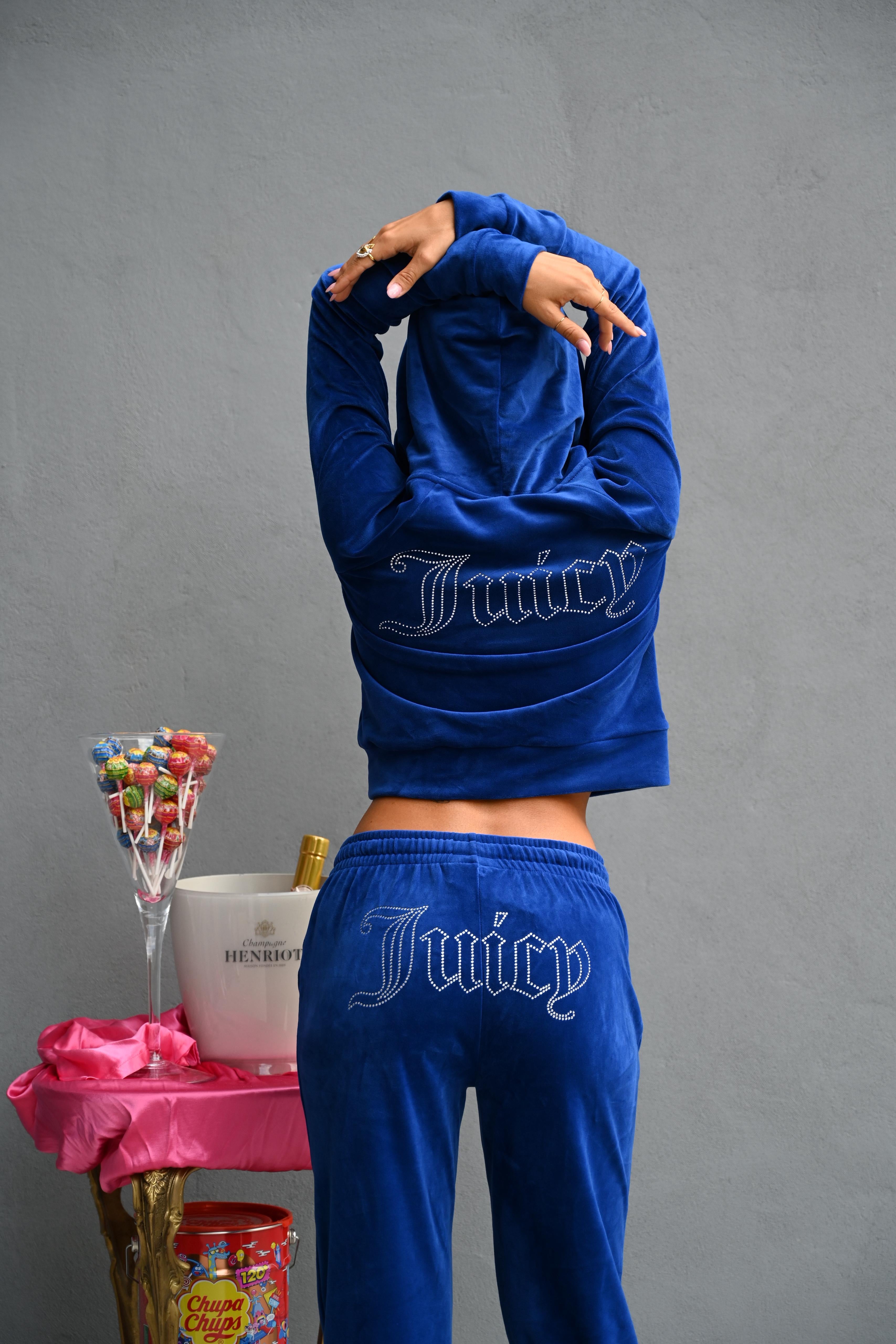 JUICY COUTURE - FELPA CON CAPPUCCIO FULL ZIP MADISON BLU