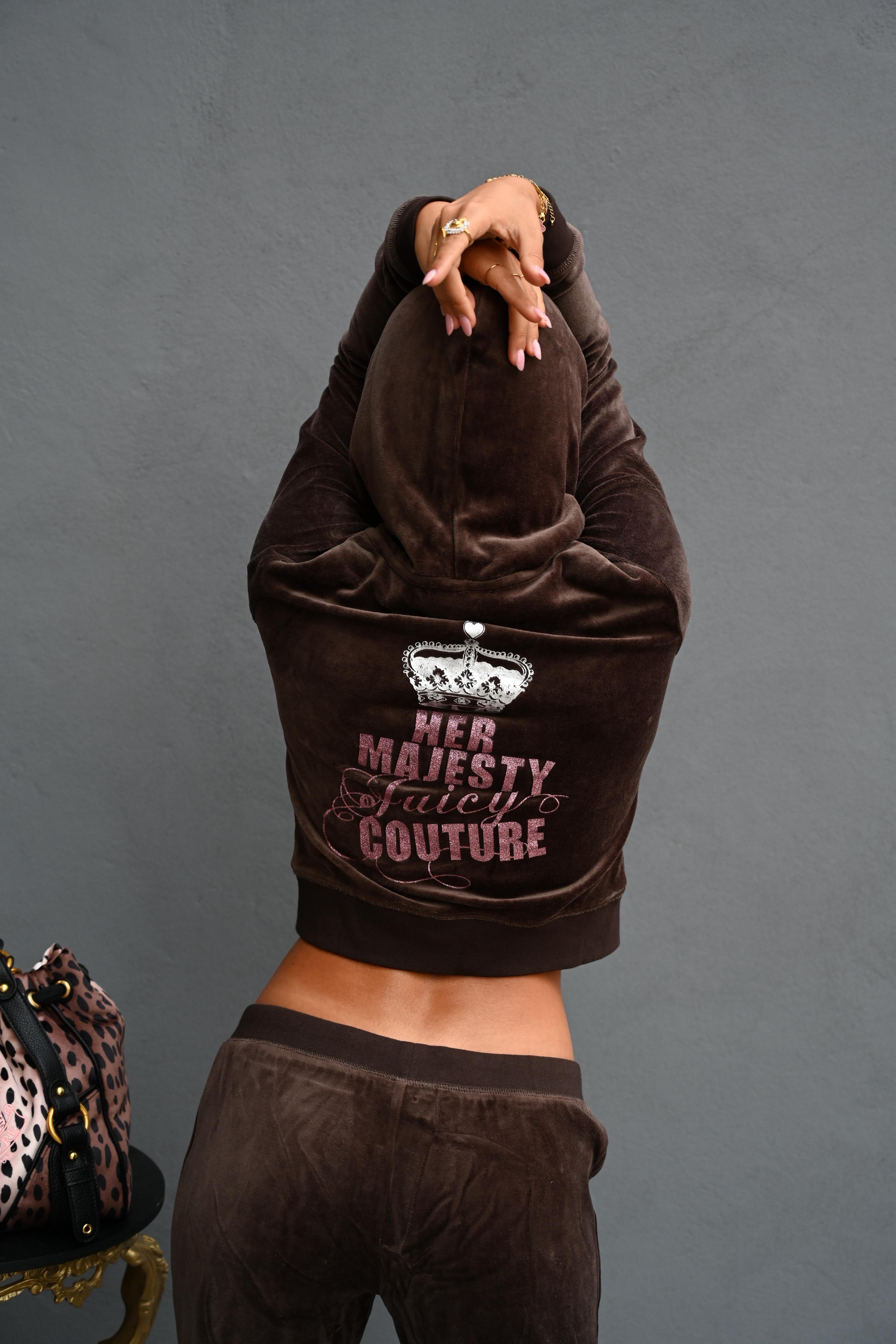 JUICY COUTURE - FELPA CON CAPPUCCIO FULL ZIP Her Majesty Robyn MARRONE