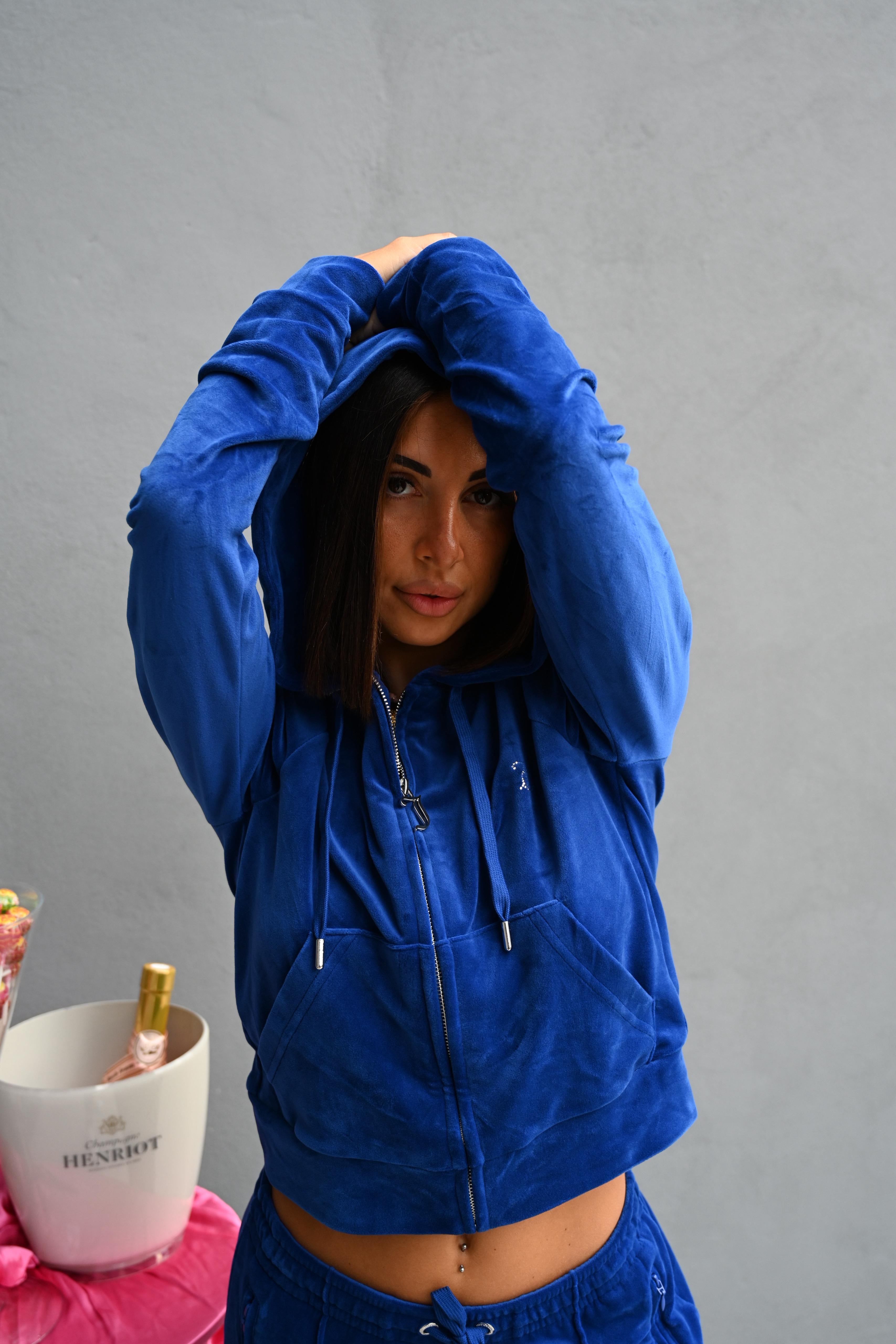 JUICY COUTURE - FELPA CON CAPPUCCIO FULL ZIP MADISON BLU