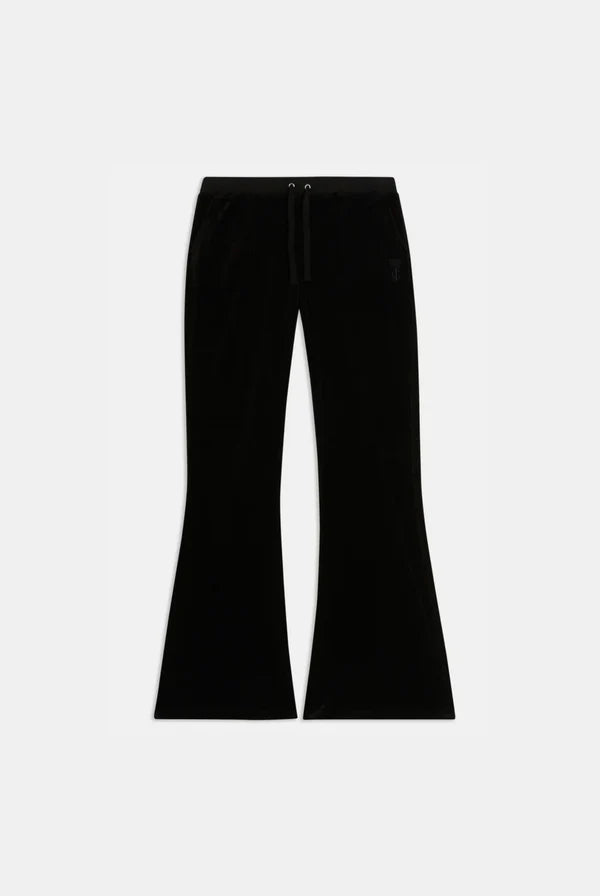 Black Ultra Low Rise Bamboo Velour Heritage Pocketed Bottoms — 1/6