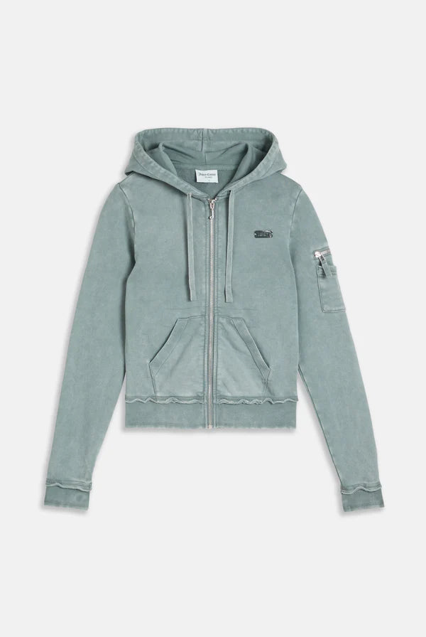 JUICY COUTURE - Duck green washed cotton hoodie