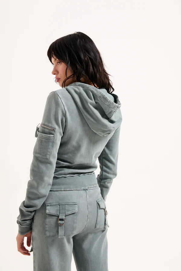 JUICY COUTURE - Duck green washed cotton hoodie