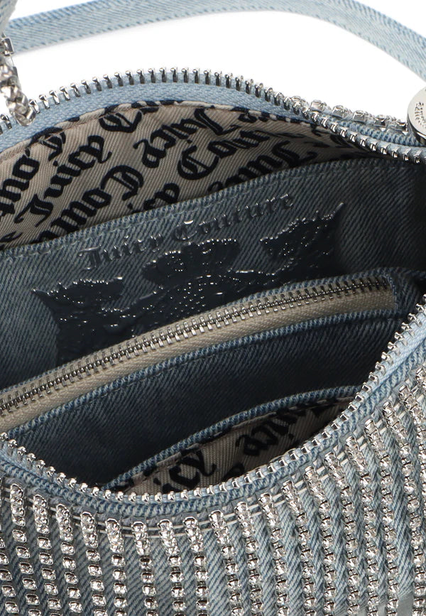 Borsa a Spalla Juicy Couture in Denim con Frange di Strass — 3/5