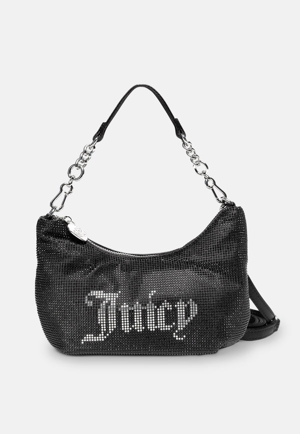 JUICY COUTURE - Borsa a spalla hazel nero con strass