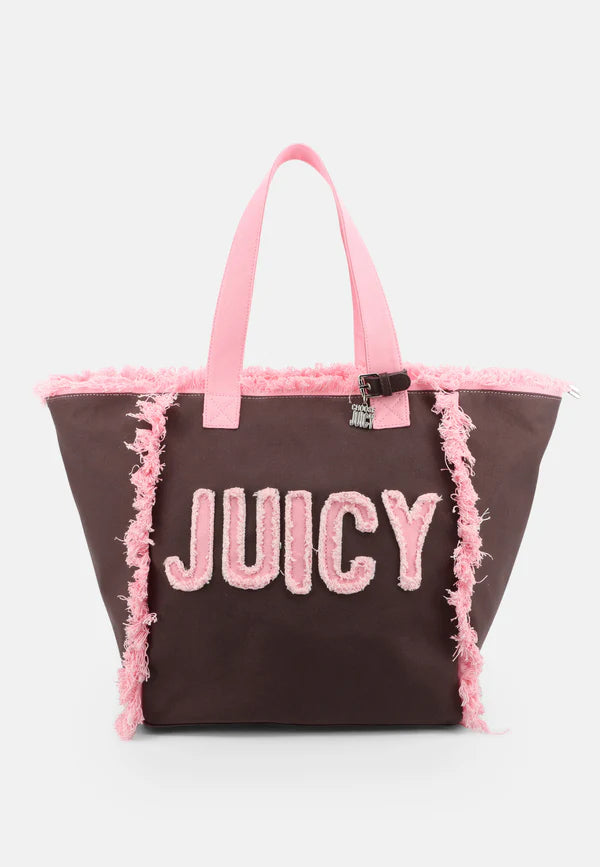 Borsa Mare Shopper Juicy Couture con Frange Rosa e Pochette Coordinata