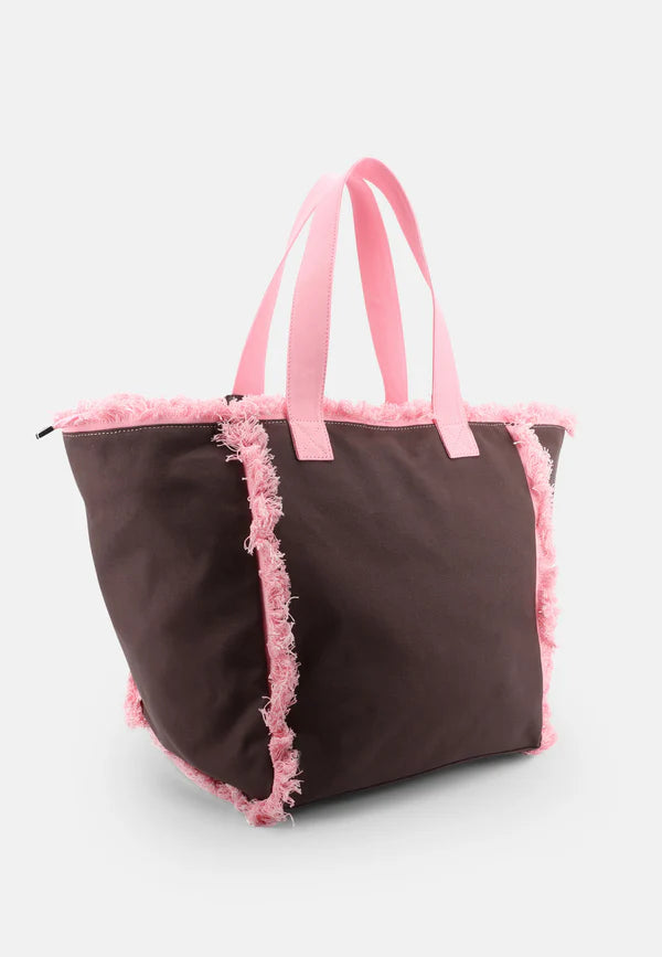 Borsa Mare Shopper Juicy Couture con Frange Rosa e Pochette Coordinata
