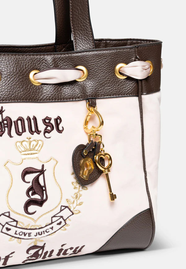 Borsa Juicy Couture - Borsa a Mano Heritage Rosa Cipria in Velour — 6/7