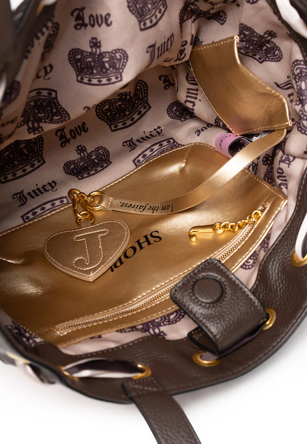 Borsa Juicy Couture - Borsa a Mano Heritage Rosa Cipria in Velour — 7/7