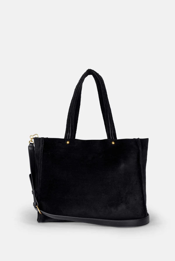 JUICY COUTURE - Borsa shopper grande iris nero in velour a coste