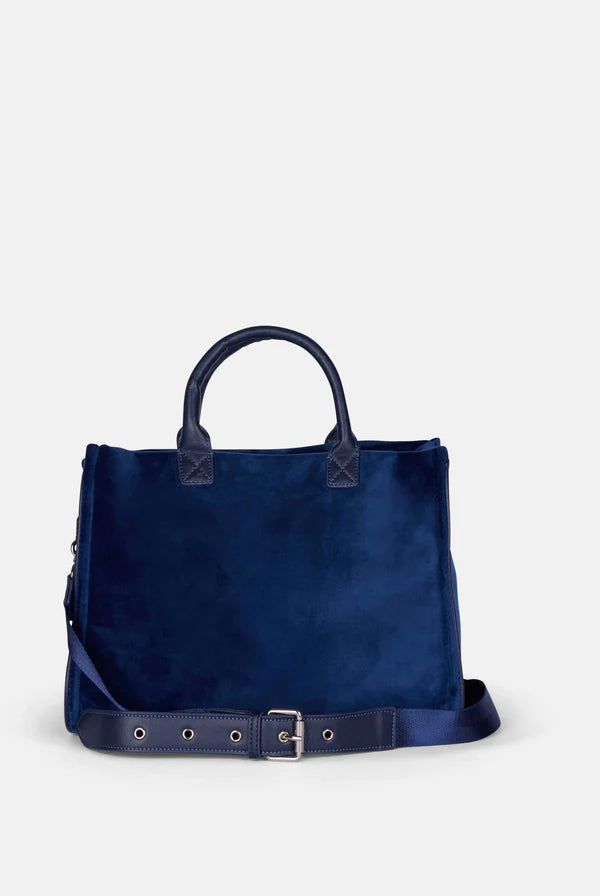 JUICY COUTURE - Borsa a mano media con strass iris blu scuro in velour