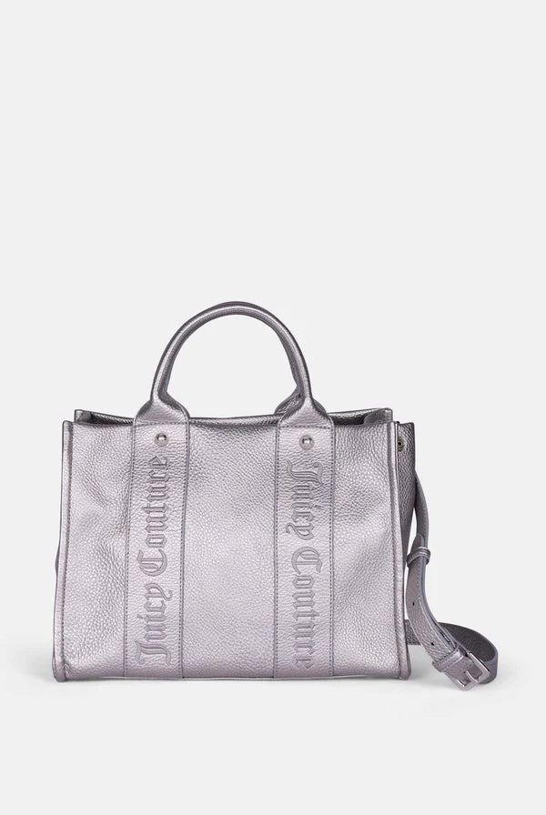 JUICY COUTURE - Borsa a mano media con tracolla iris argento in ecopelle