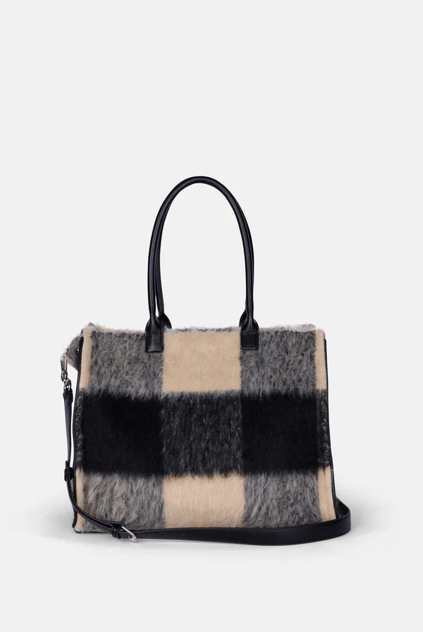 JUICY COUTURE - Borsa shopper grande iris nero in ecopelle con elementi in pelliccia