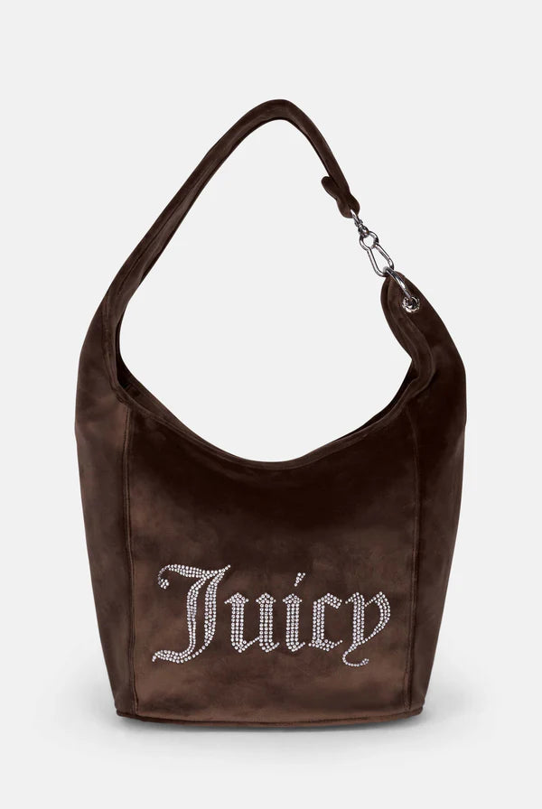JUICY COUTURE - Borsa a spalla grande kimberly marrone in velour