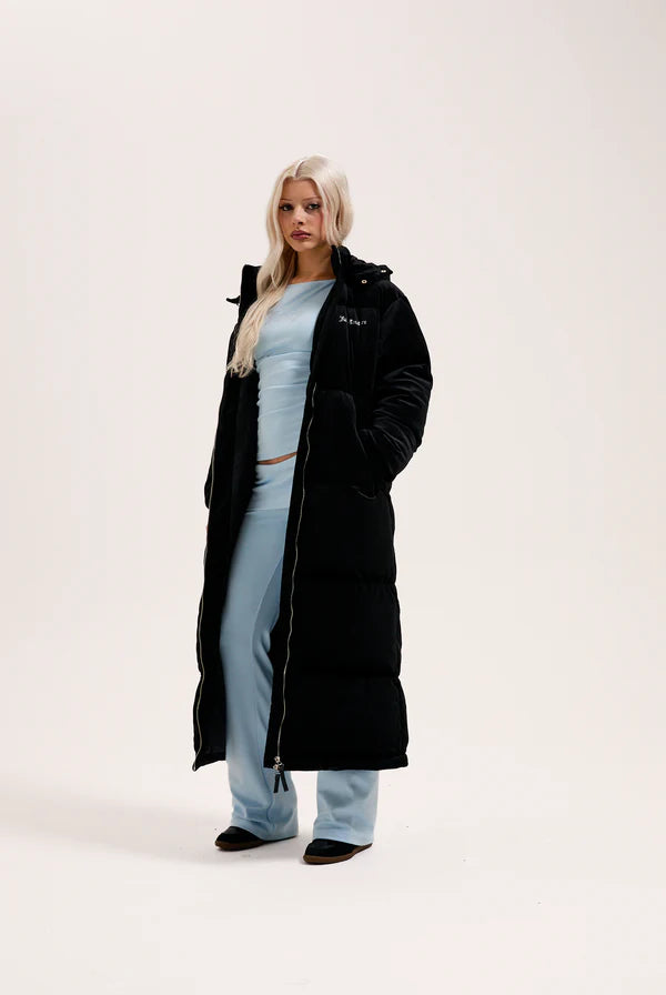 Juicy Couuture - Giacca imbottita longline in velluto nero