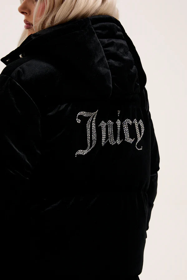 Juicy Couuture - Giacca imbottita longline in velluto nero