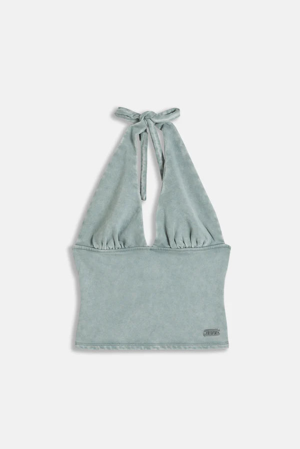 JUICY COUTURE - Duck green washed halterneck top