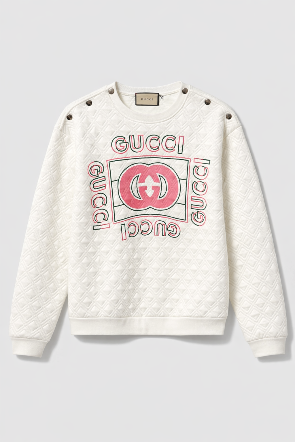 Felpa Gucci in cotone trapuntato con logo – Bianco