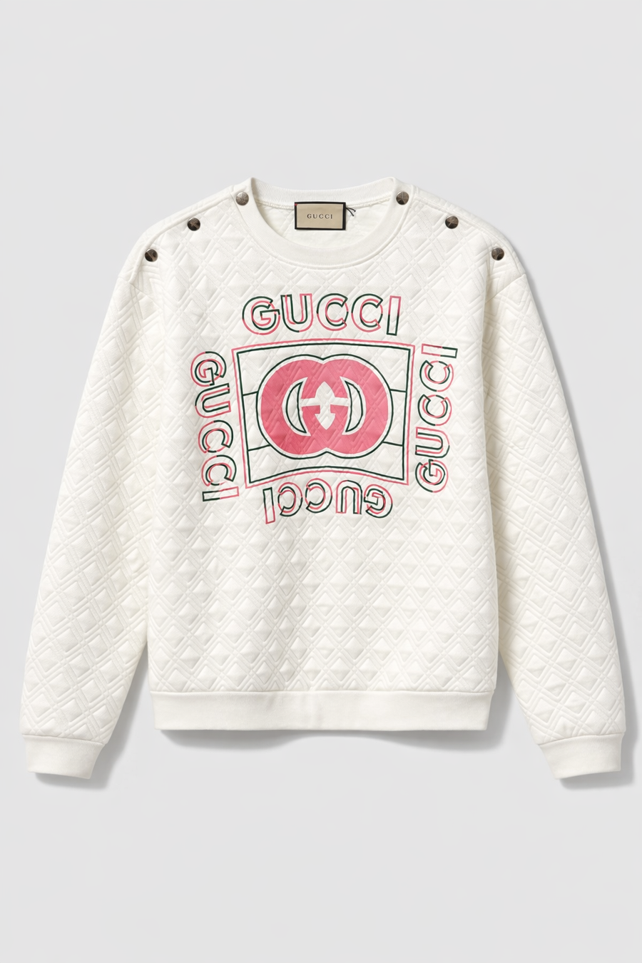 Felpa Gucci in cotone trapuntato con logo – Bianco — 1/2