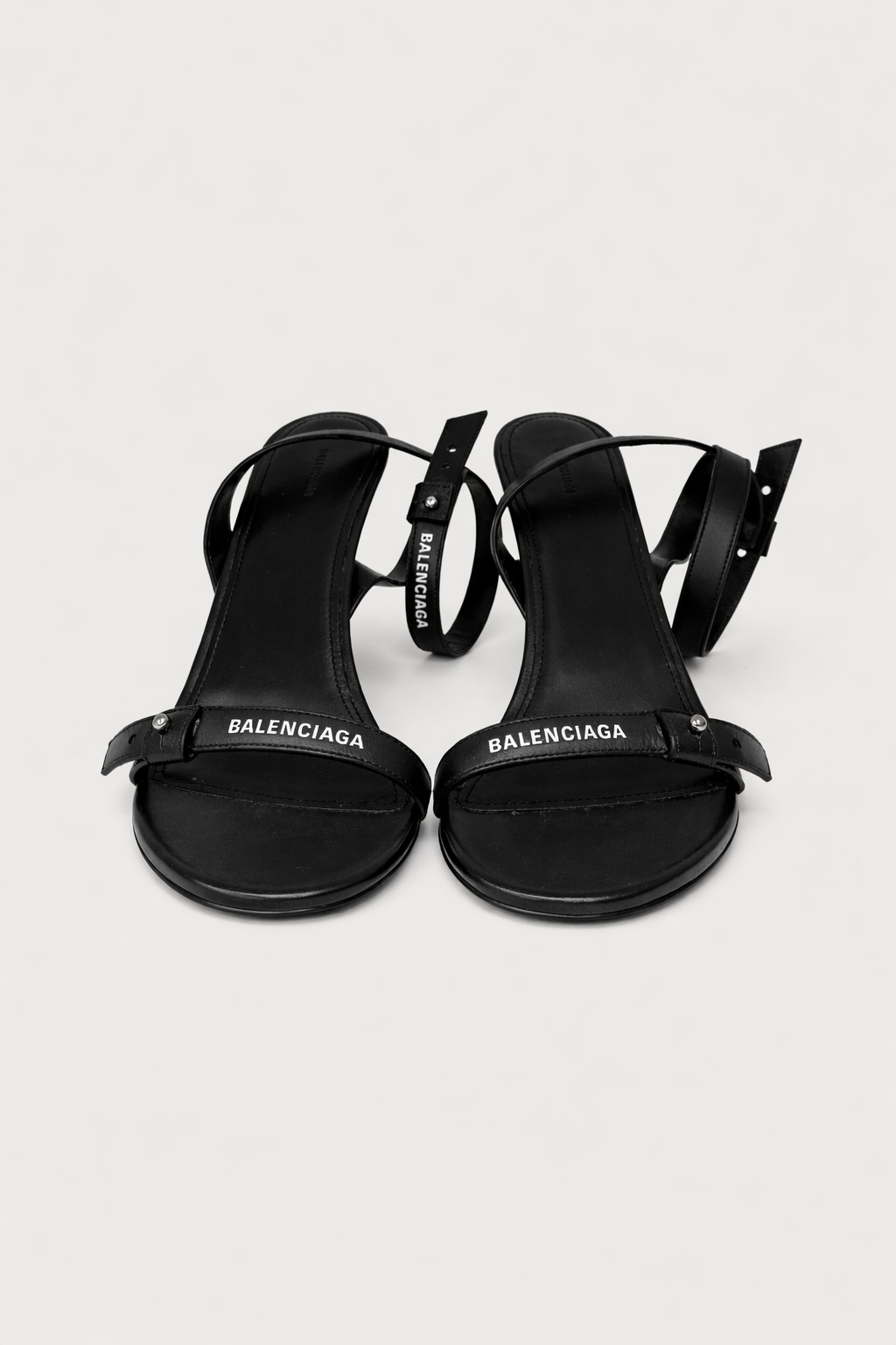 Sandali Balenciaga Donna in Pelle Nera con Tacco Medio