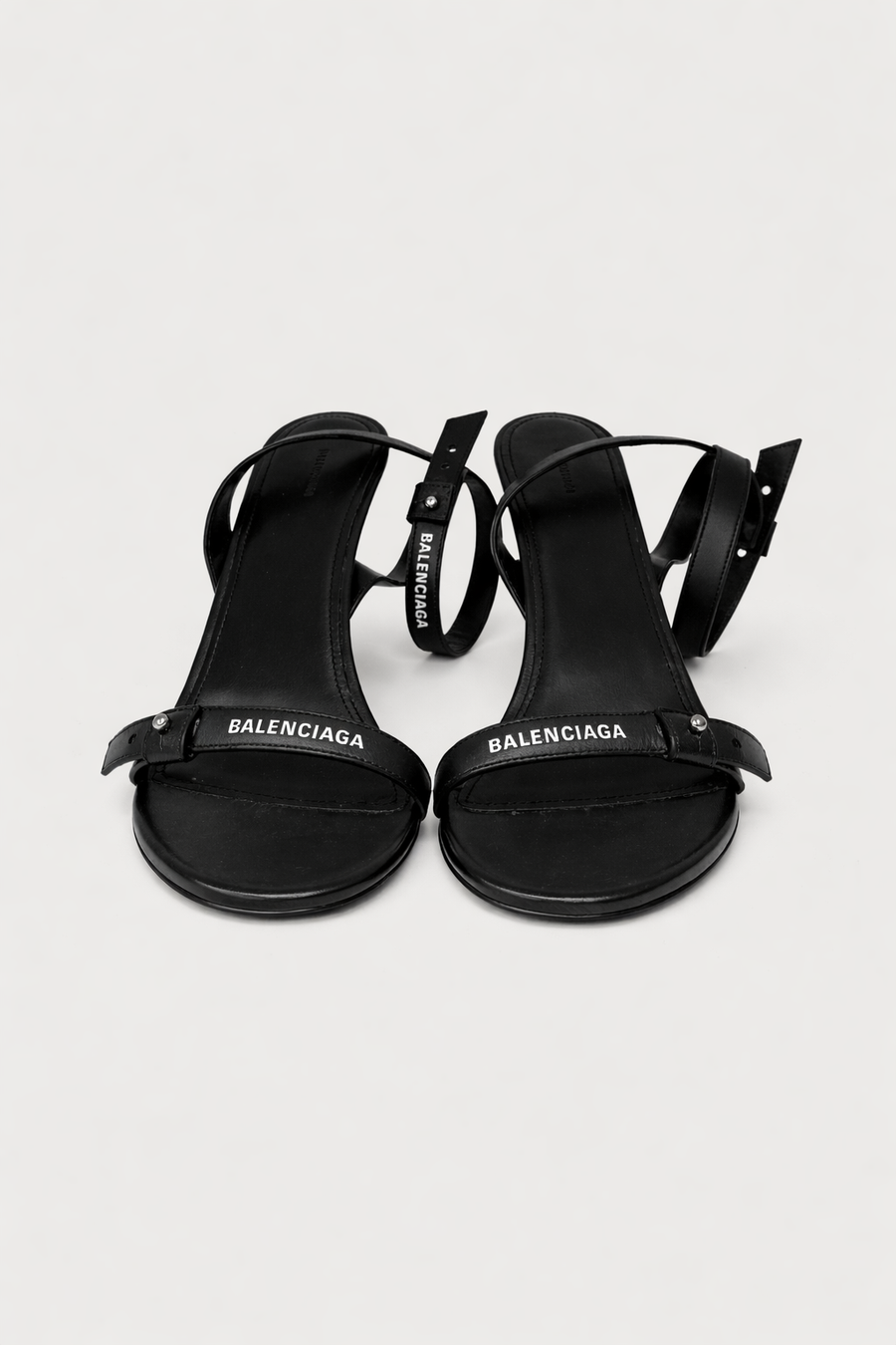 Sandali Balenciaga Donna in Pelle Nera con Tacco Medio — 1/2