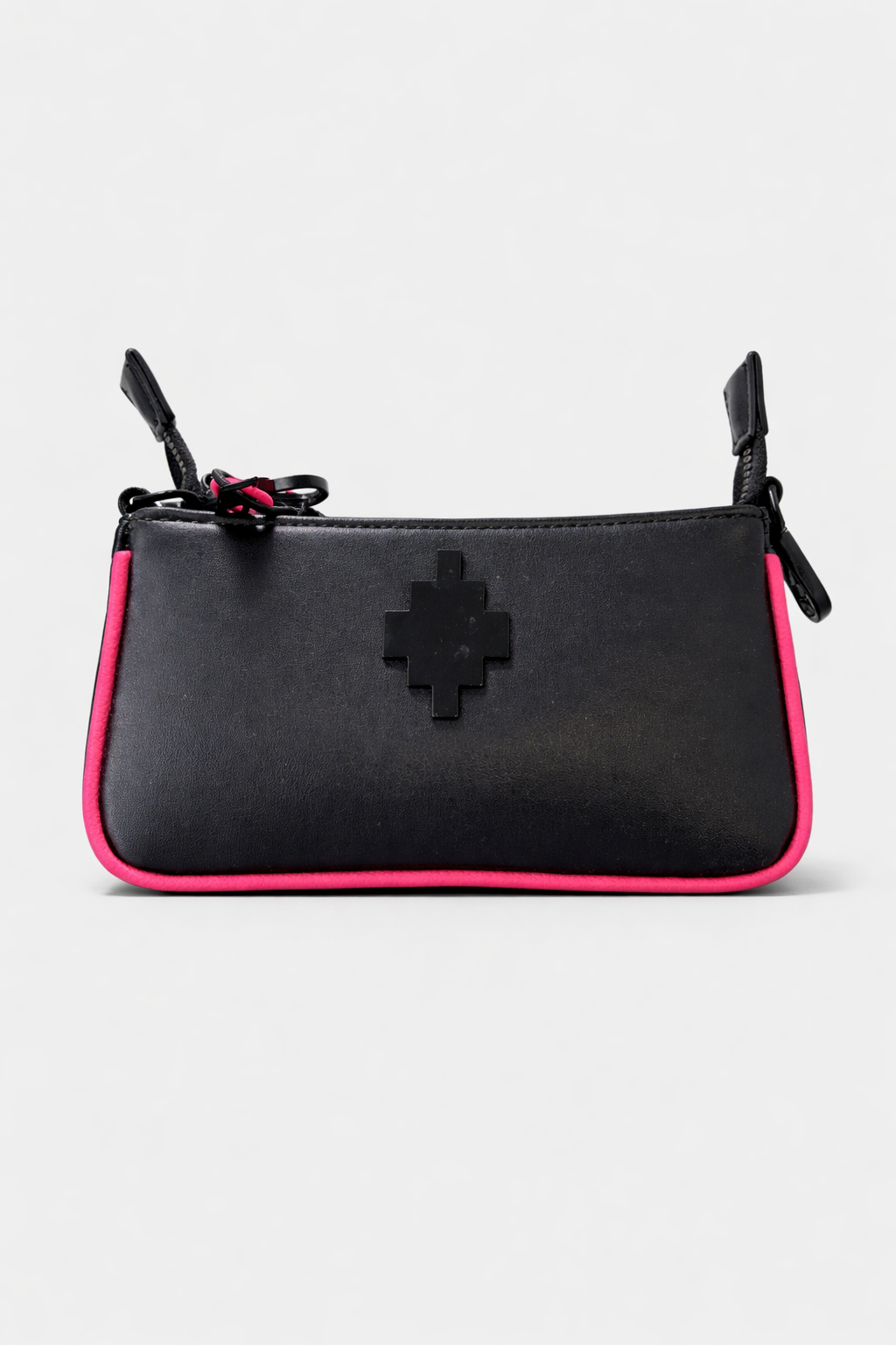 Borsa Marcelo Burlon Crossbody Nera con Profili Fucsia