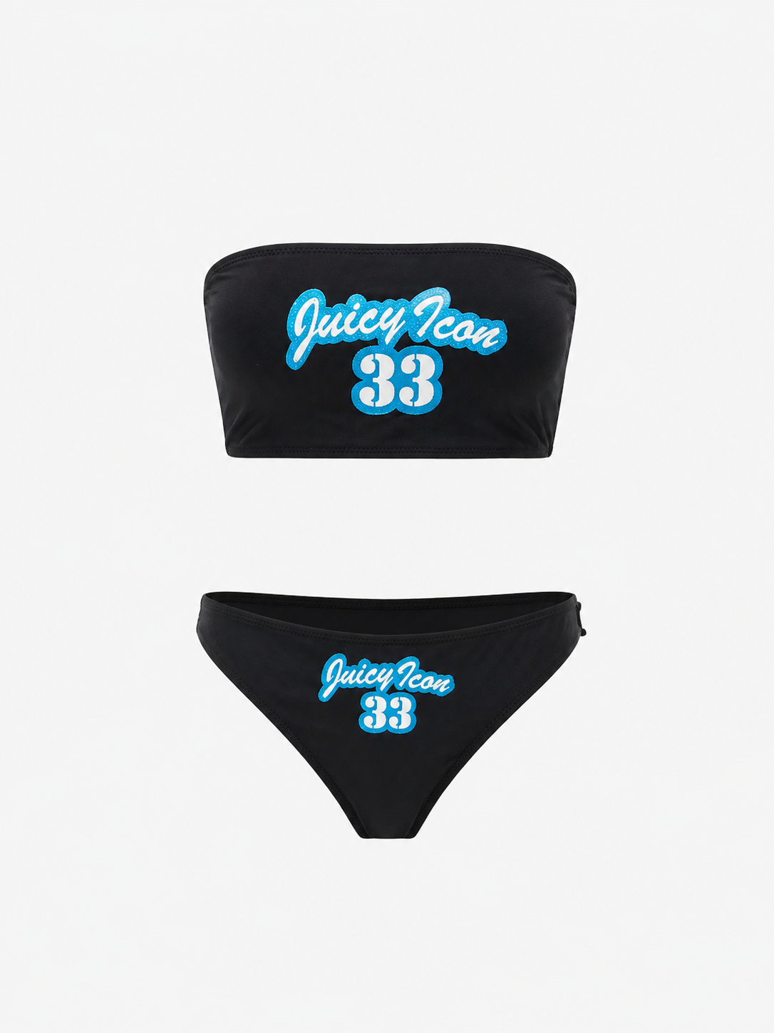 Bikini fascia Juicy Couture nero con logo iconico "Juicy Icon 33"