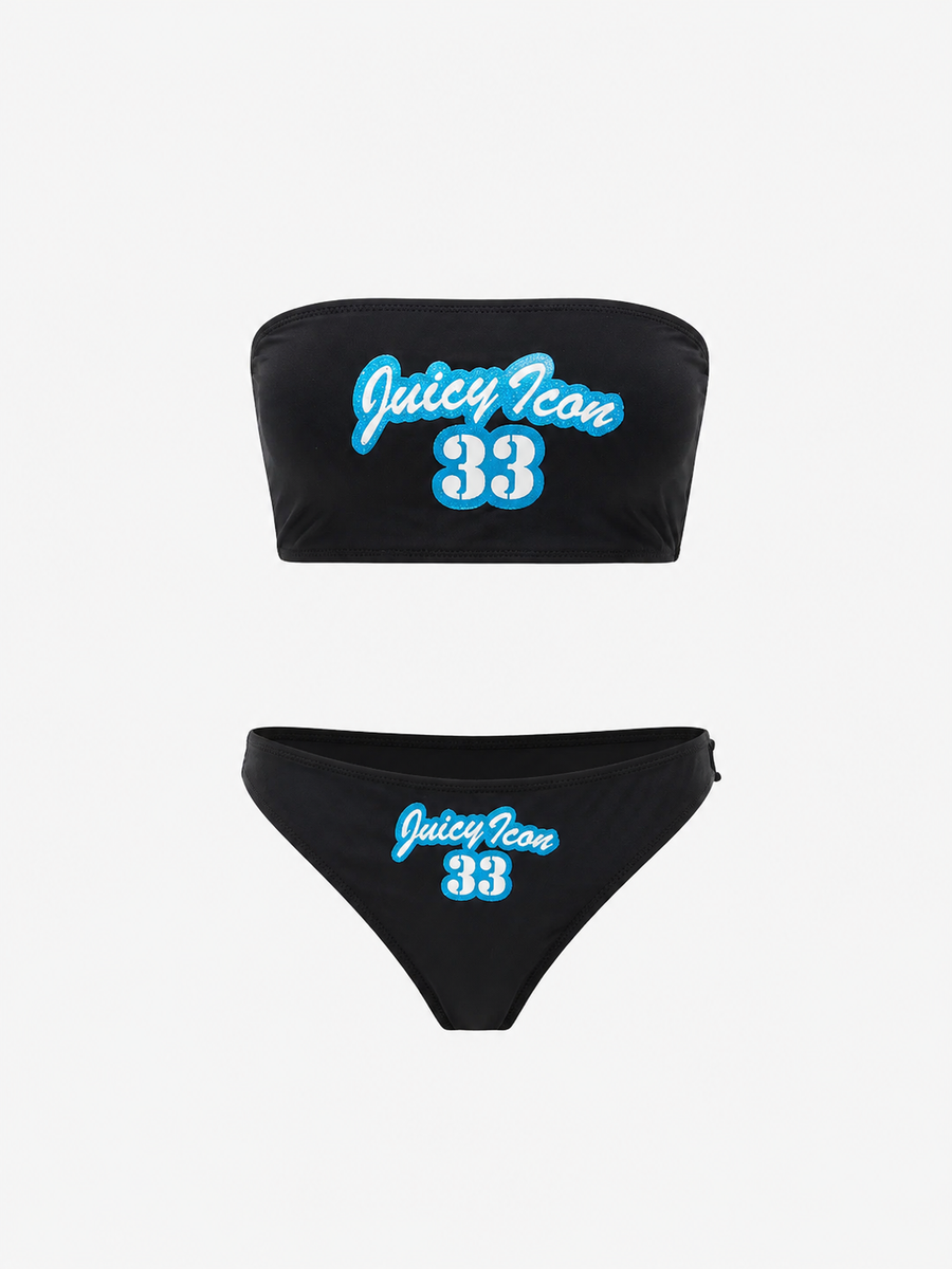 Bikini fascia Juicy Couture nero con logo iconico "Juicy Icon 33" — 1/3