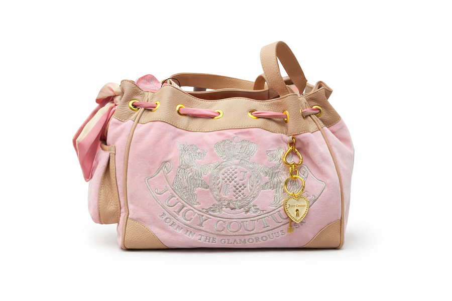 Borsa Juicy Couture Rosa in Velluto con Charm Dorato — 1/2