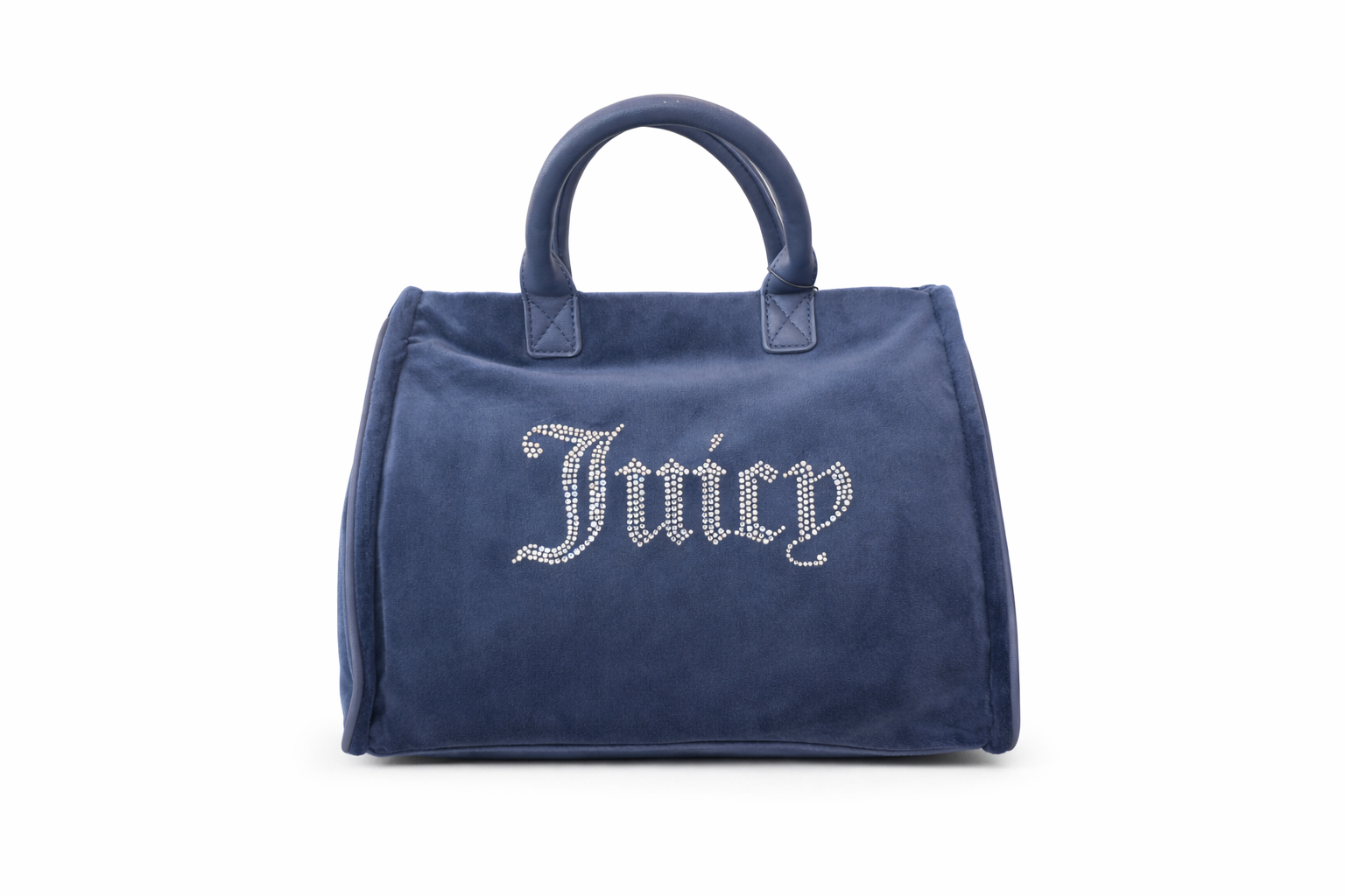 Borsa Juicy Couture in velluto blu con logo strass