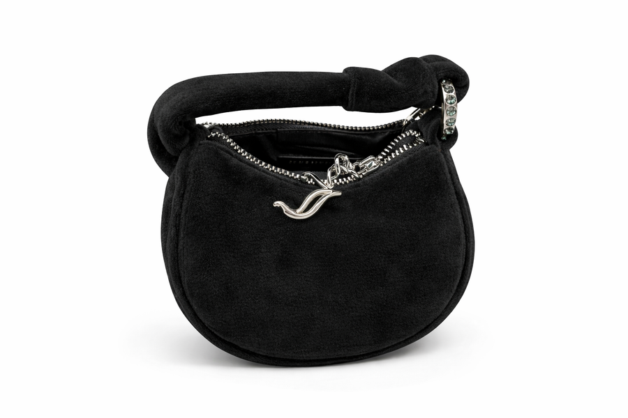 Borsa Mini Juicy Couture Nera in Velluto – Iconic Y2K Bag — 2/3