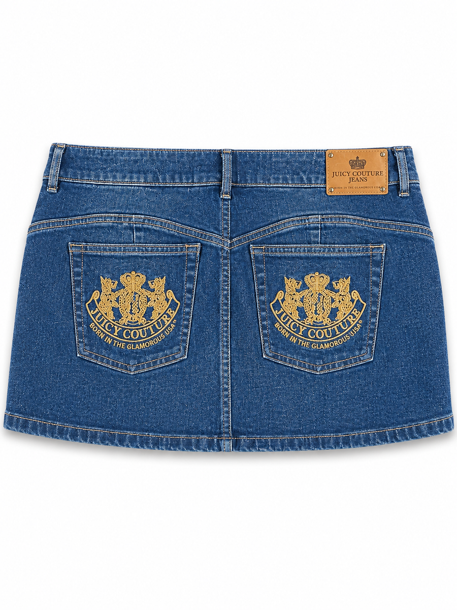 Gonna Mini Donna Juicy Couture in Denim con Ricamo Logo — 3/4