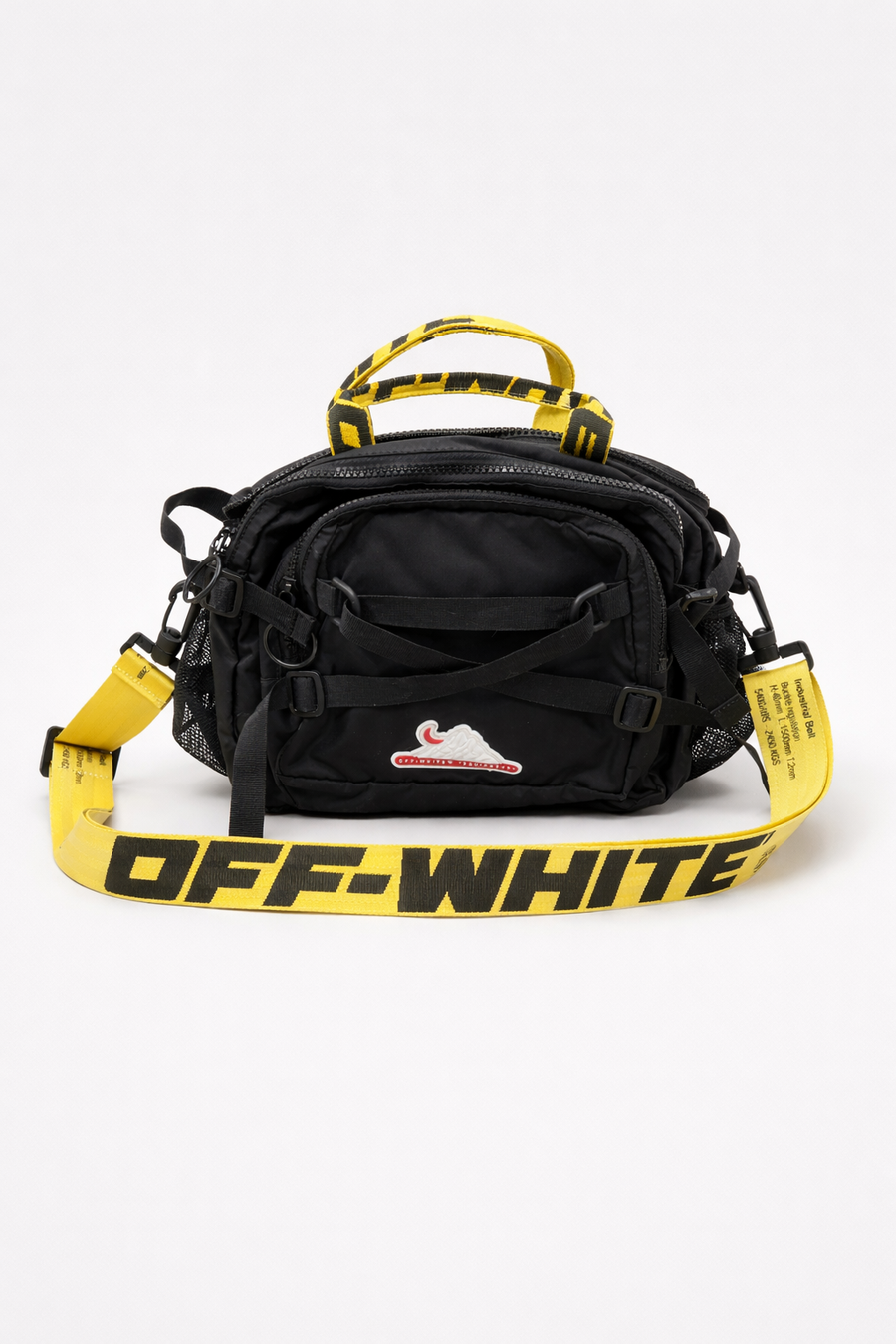Tracolla Off-White nera con strap gialla – Icona streetwear — 1/2