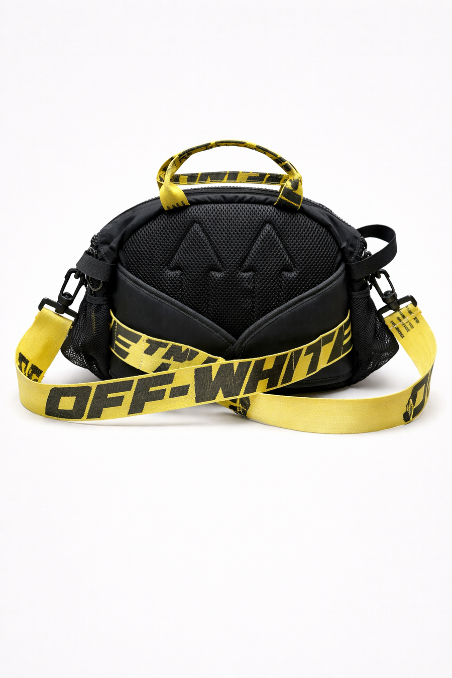 Tracolla Off-White nera con strap gialla – Icona streetwear — 2/2