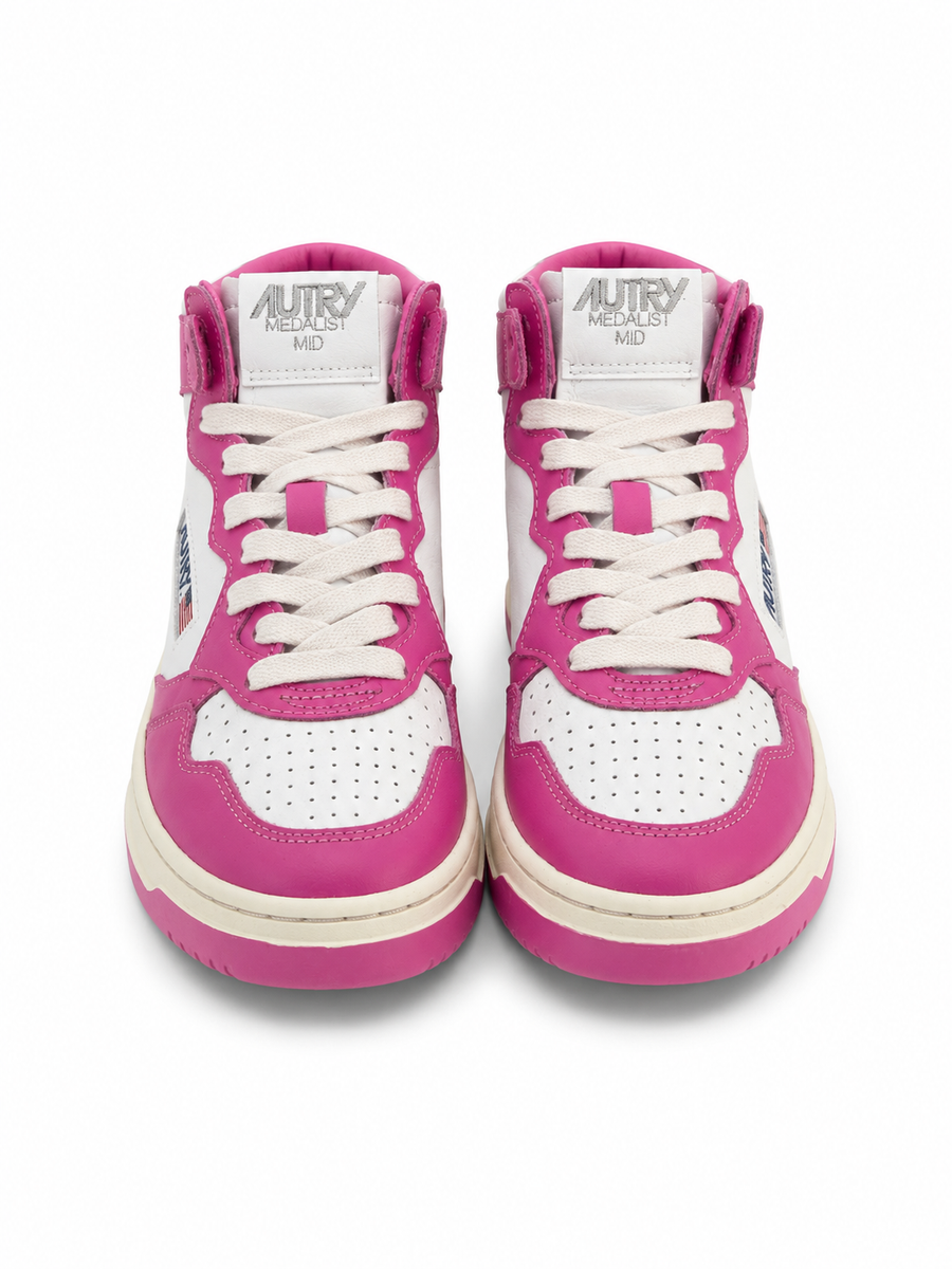 Sneakers Autry Medalist Mid bianche e rosa — 2/3