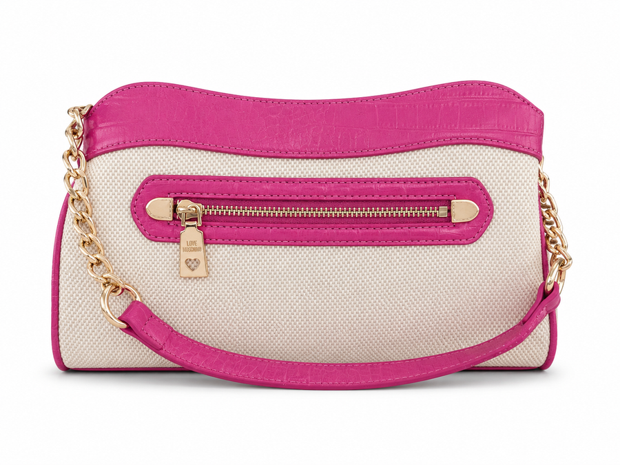 Borsa Love Moschino rosa e beige con dettagli oro — 1/2