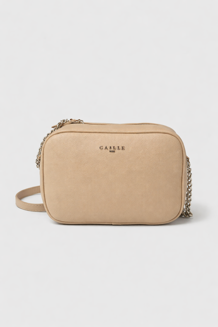Borsa a tracolla Gaelle beige con catena — 1/2
