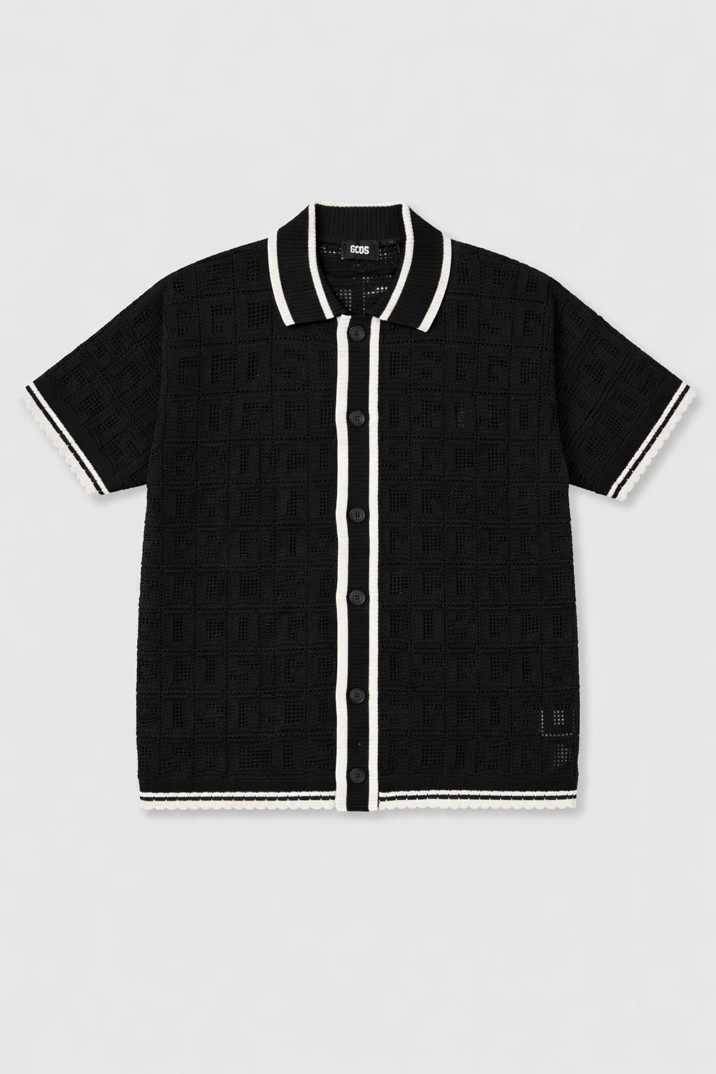 Camicia GCDS in Maglia Nera con Dettagli a Contrasto