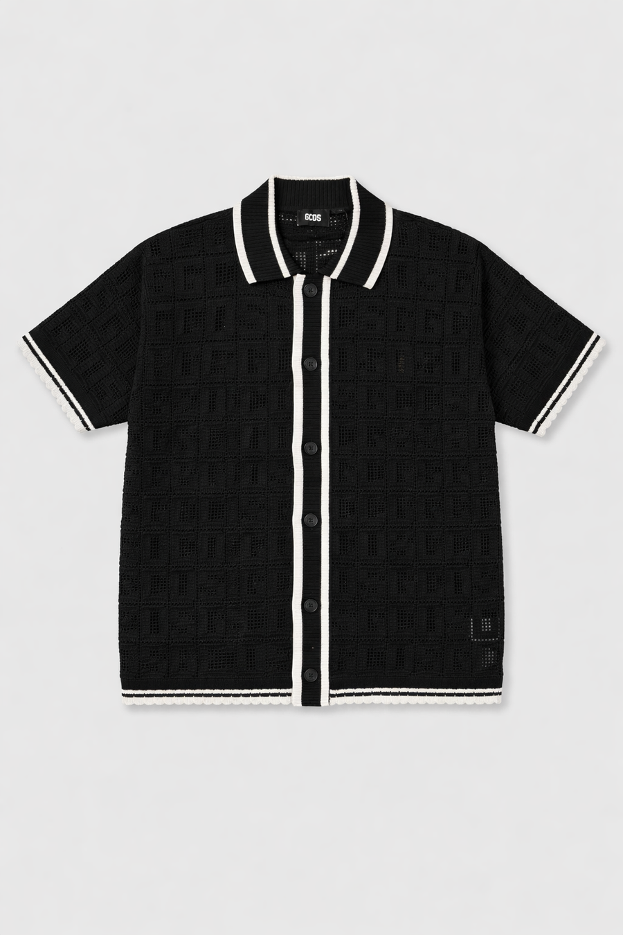 Camicia GCDS in Maglia Nera con Dettagli a Contrasto — 1/2