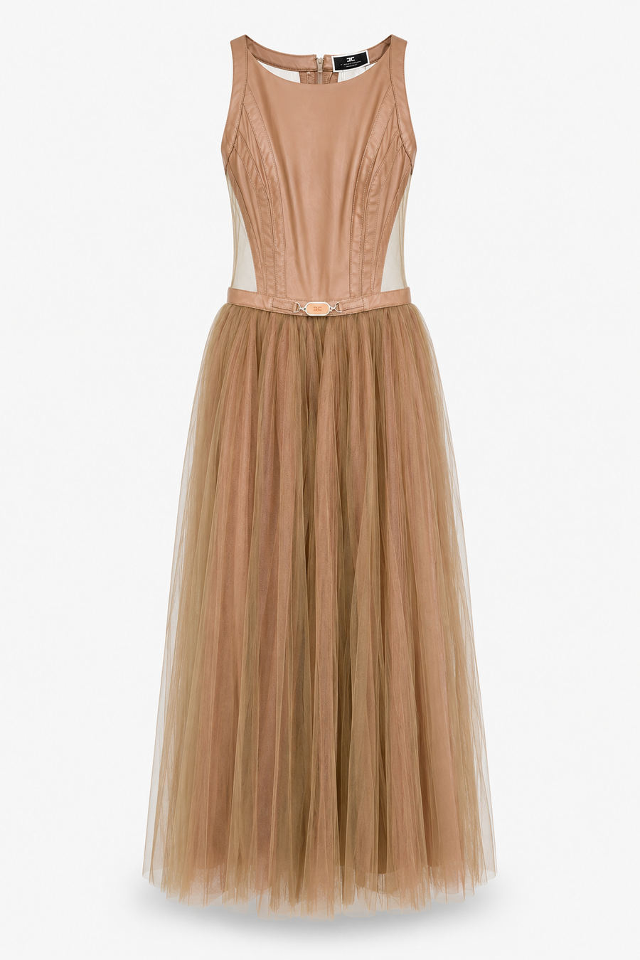 Abito Elisabetta Franchi lungo in tulle beige — 1/2
