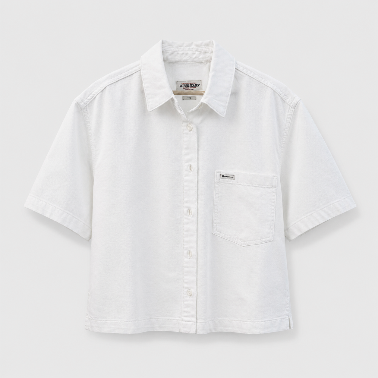 Camicia Guess Jeans bianca a maniche corte