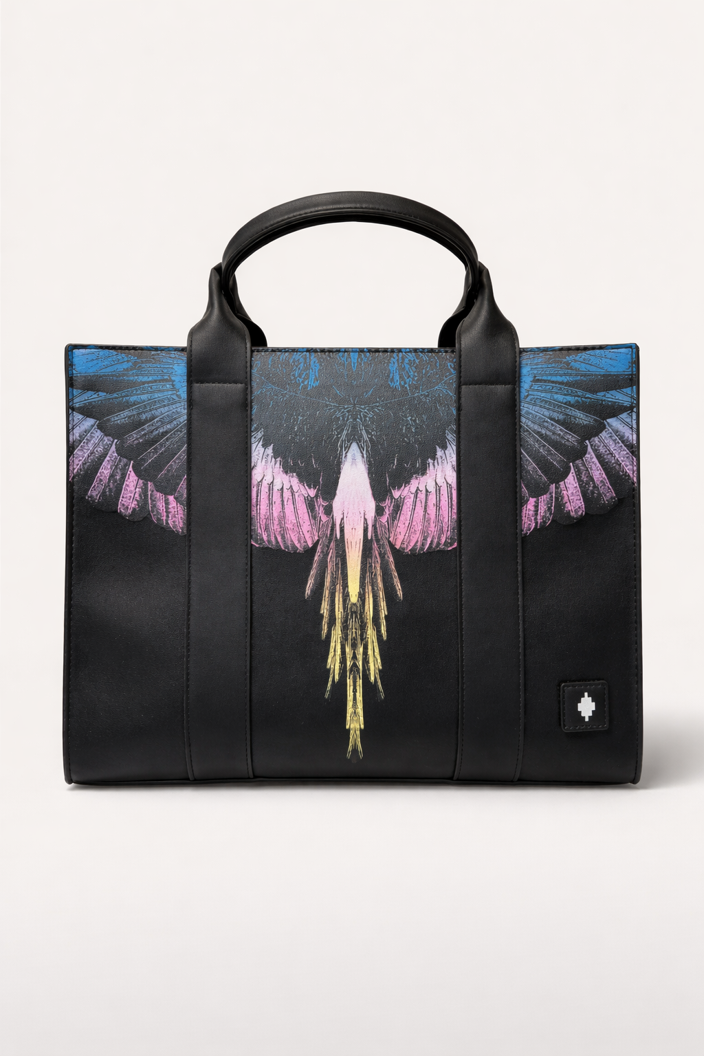 Borsa Marcelo Burlon County of Milan – Tote bag nera con stampa Wings multicolor