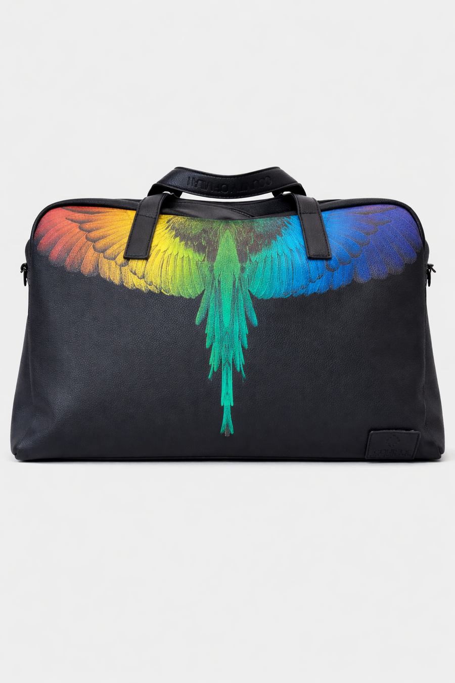 Borsone Marcelo Burlon County of Milan – Duffle bag nera con stampa Wings multicolor — 1/2